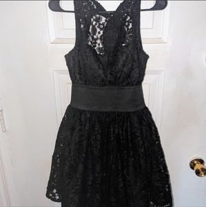 Black lacy homecoming prom dress